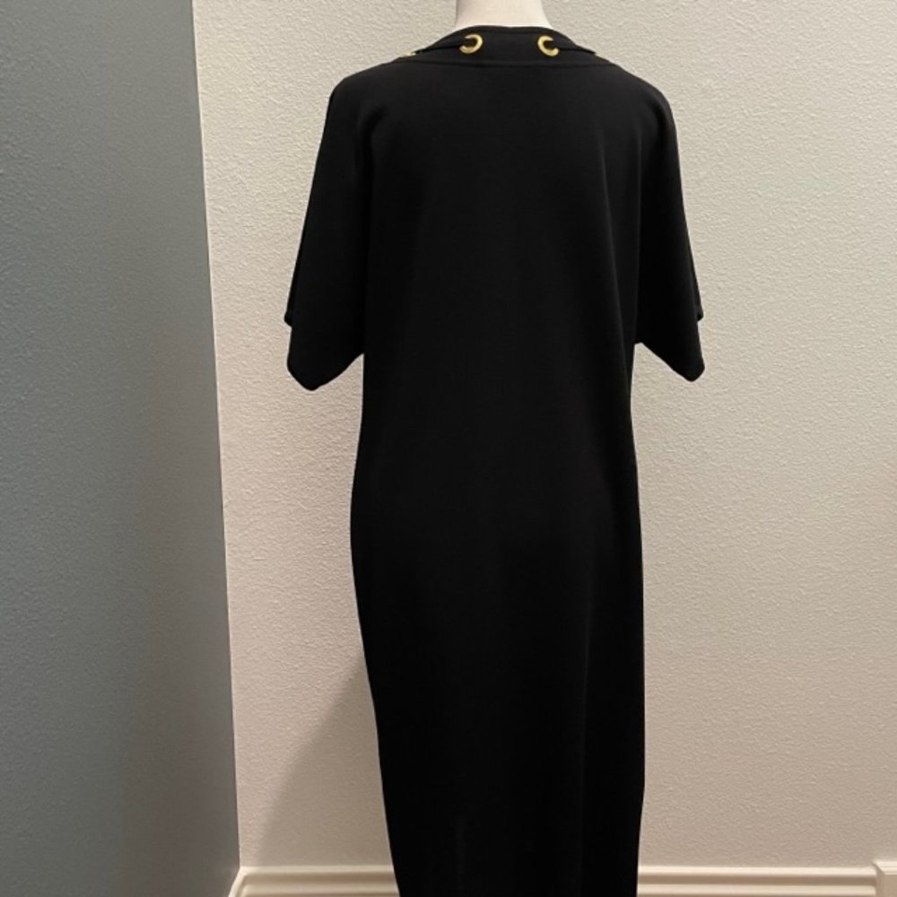 Misook Vintage Short Sleeve “Little Black Dress” with Gold Tone Grommet Detail - Picture 4 of 8